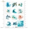  Żółw morski, złota rybka, ryby, delfin, ośmiornica, manta, płaszczka, ocean, fauna, akwarela*Sea turtle, goldfish, fish, dolphin, octopus, manta ray, stingray, ocean, fauna, watercolor